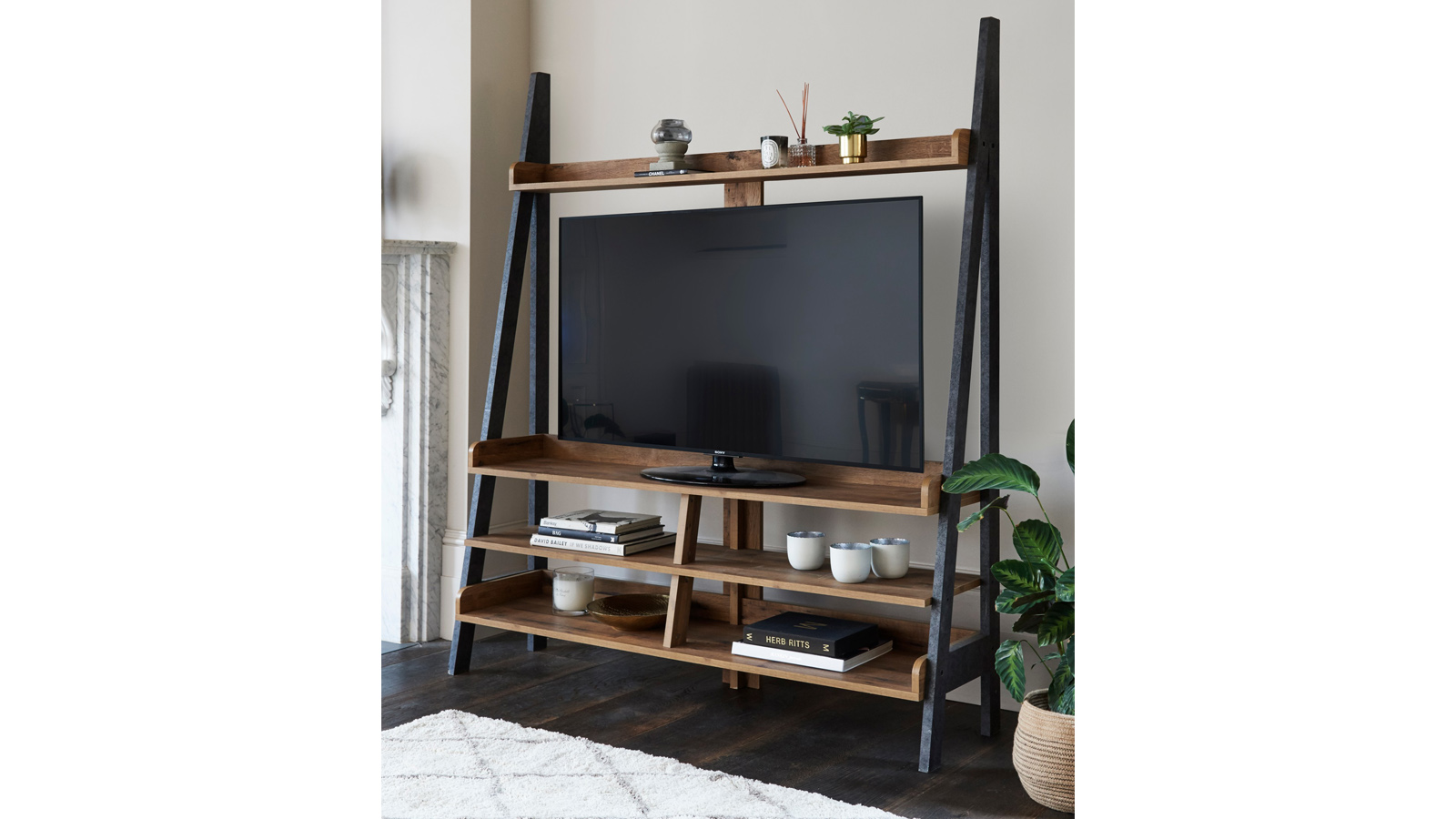 Bronx wide TV ladder shelf, £350